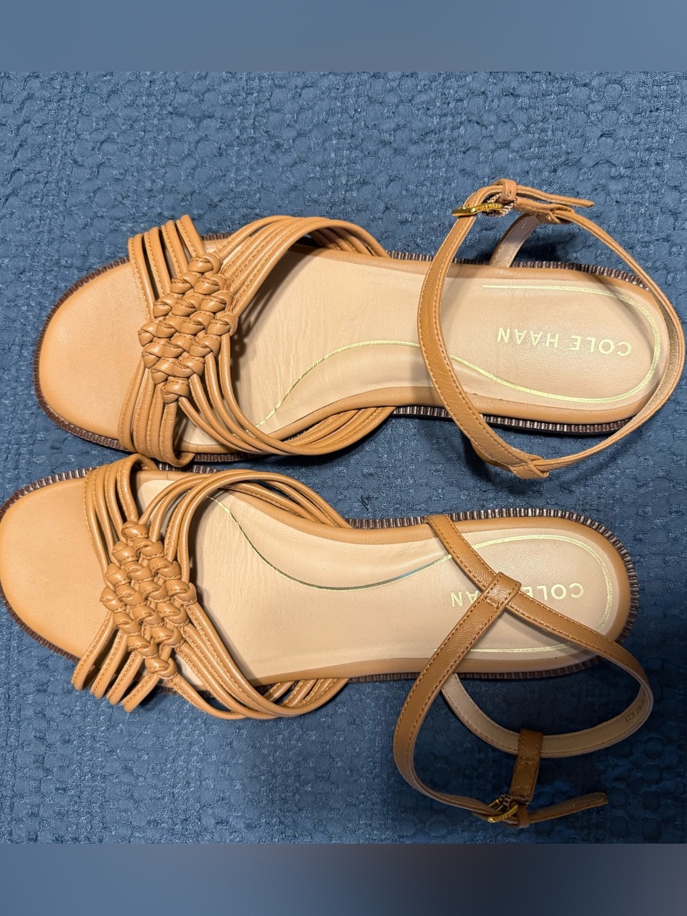 Cole Haan Tan Jitney Knot Flat Sandals